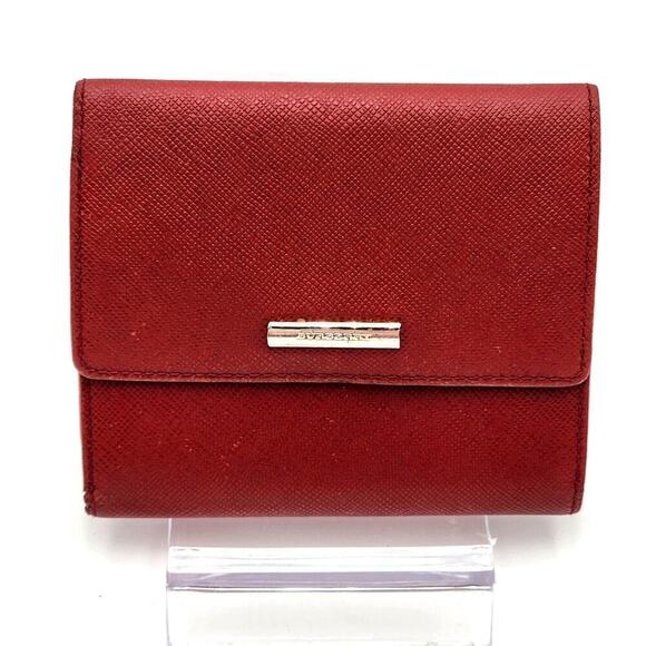 BURBERRY Compact Red Cross Grain Leather Tri-Fold Wallet - Picture 2 of 12